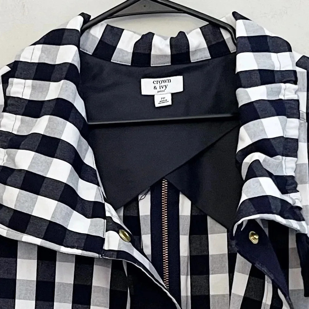 Crown & Ivy plaid jacket petite small preppy classic light academia gingham - Picture 5 of 5
